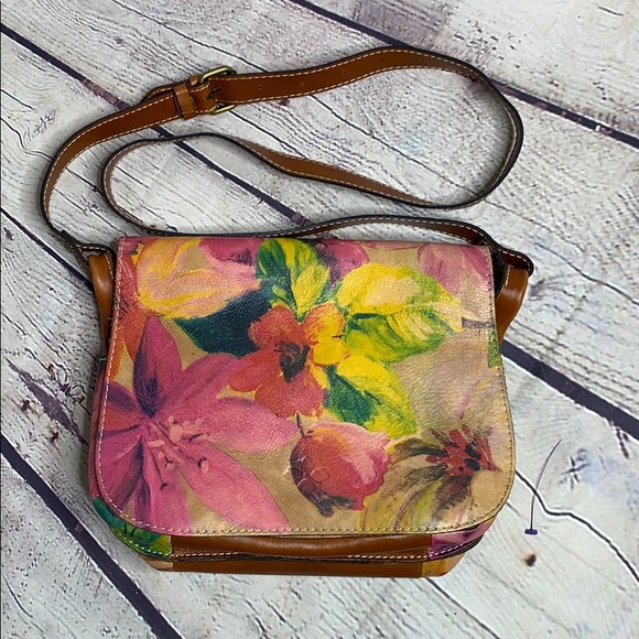 Patricia Nash Floral Leather Crossbody satchel